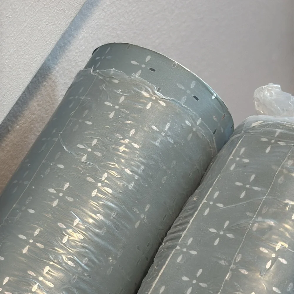 Vintage blue wall covering silver accents RQ 7185 Run #1 Lot 3 size 33 x 20.5”